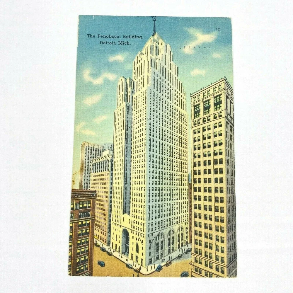 Vintage Detroit Michigan Postcard Penobscot Building Architecture‎ USA Posted